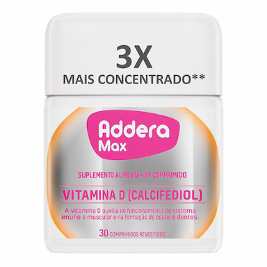 Addera Max 30 Comprimidos Suplemento Alimentar Vitamina D Validade 08/2024