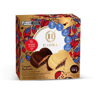 Imagem do produto Coração De Chocolate 56% Cacau Recheado Paçoca Haoma 320G