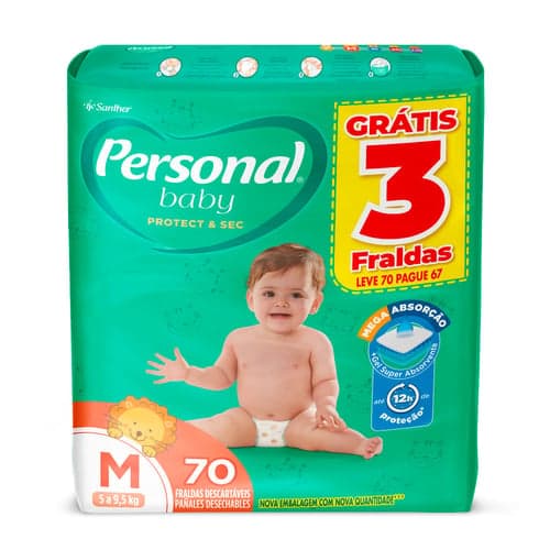 Fralda Descartável Personal Baby Premium Protection M 34 Unidades -  Drogarias Pacheco
