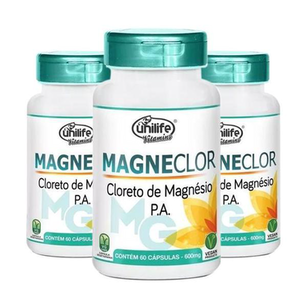 Imagem do produto Kit Com 3 Magneclor Cloreto De Magnésio P.a. - 60 Cápsulas De 600 Mg