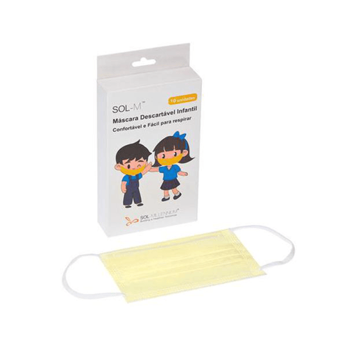 Imagem do produto Máscara Descartável Infantil Solm Amarela Com 10 Unidades