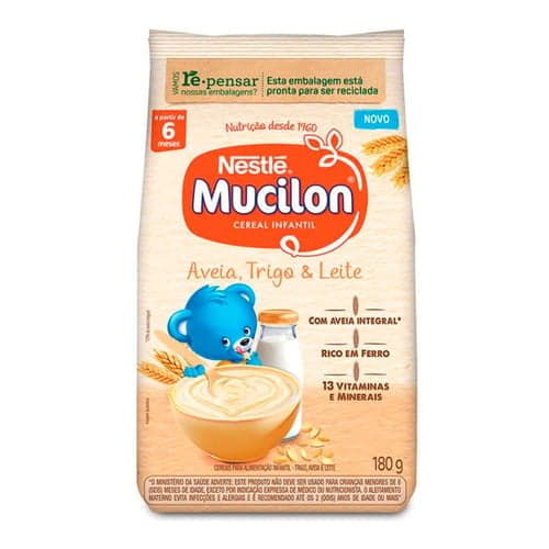 Imagem do produto Mucilon Aveia, Trigo E Leite Cereal Infantil Sachê 180G
