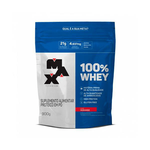 100% Whey Protein Sabor Morango Max Titanium 900G