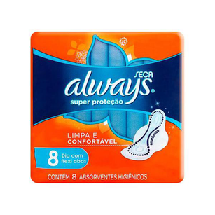 Imagem do produto Absorvente Always Super Proteção Cobertura Seca Sem Abas Leve 8 Pague 7 Unidades