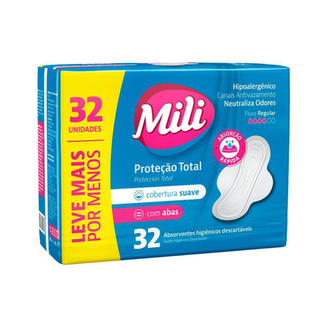 Absorvente Mili Protecao Total Com 32 Leve+Pgsuave Com Abas Especial