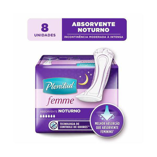 Absorvente Para Incontinencia Plenitud Femme Noturno Com 8 Unidades