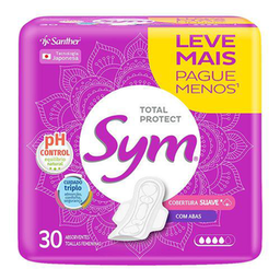 Absorvente Sym Normal Suave Com Abas 30 Unidades