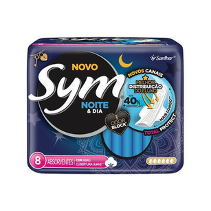 Imagem do produto Absorvente Sym - Noturno C/Abas Suave C/8Un