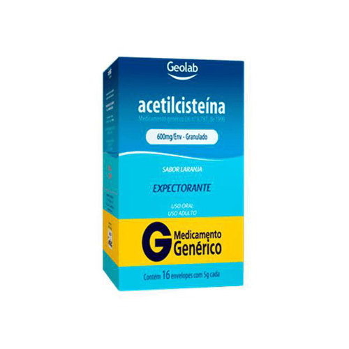 Acetilcisteína - 600Mg Com 16 Envelopes 5G Geolab Genérico