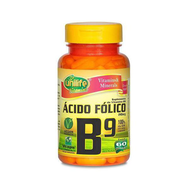 Imagem do produto ÁCIDO FÓLICO VITAMINA B9 500MG 60 CÁPSULAS UNILIFE