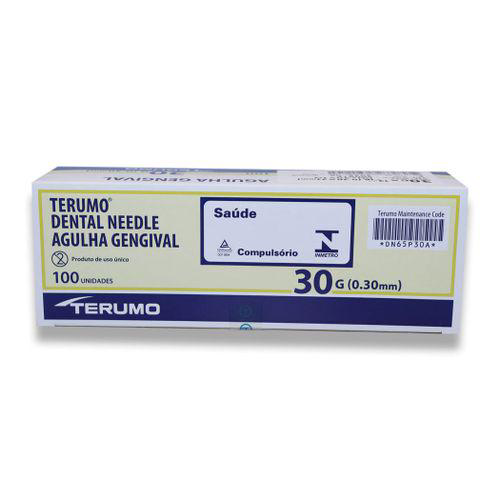 Agulha Gengival Curta 30G0,30X21mm Com 100 Terumo