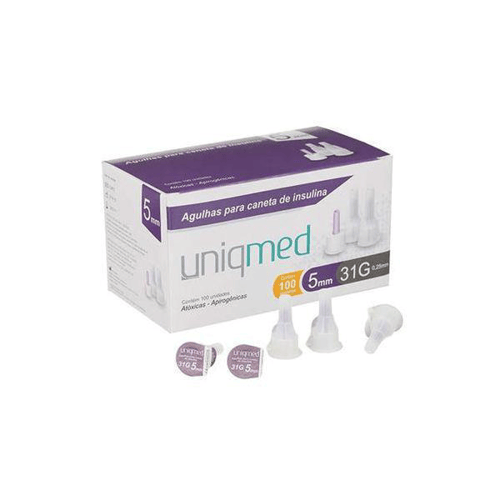 Agulha Para Caneta De Insulina Uniqmed 31G 5Mm Com 100 Unidades