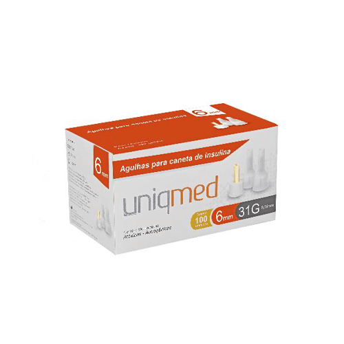 Agulha Para Caneta De Insulina Uniqmed 31G 6X0