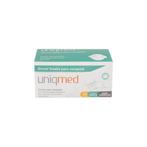 Ãlcool Swabs Para Assepsia Uniqmed 100 Unidades