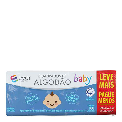 Imagem do produto Algodão Quadrado Ever Care Baby 100 Unidades