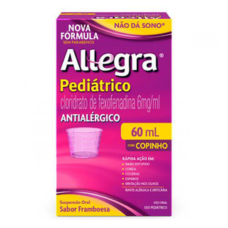 Allegra - 6 Mg/Ml Suspensão De Uso Oral Frasco 60Ml + Copo Dosador Sabor Framboesa