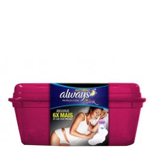 Always Absorventes Pink Noturno Com Abas Com 2X8 Unidades Gratis Frasqueira