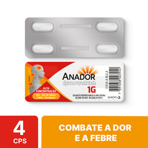 ANADOR 1G COM 4 COMPRIMIDOS