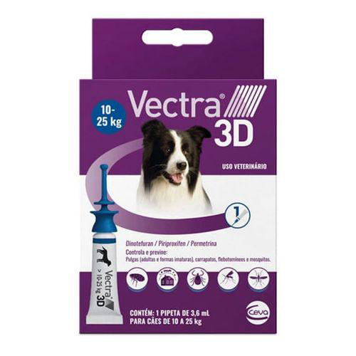 Antipulgas E Carrapatos Vectra 3D Cão De 10 A 25Kg 1 Pipeta 3,6Ml 1 Pipeta