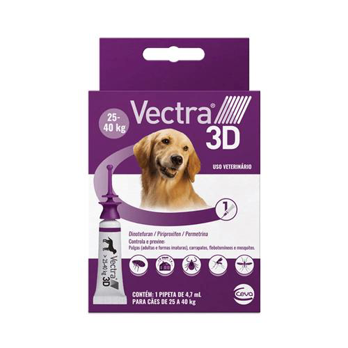 Antipulgas E Carrapatos Vectra 3D Cão De 25 A 40Kg 1 Pipeta 4,7Ml 1 Pipeta