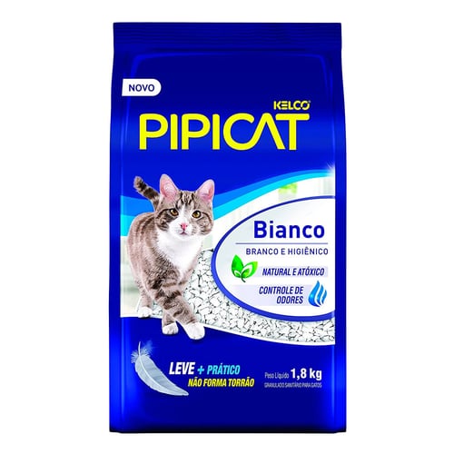 areia higiênica pipicat bianco para gato com 1,8kg