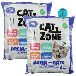 Areia Higiênica Sanitária Para Gatos Cat Zone 4Kg Controle De Odor Kit C/ 2