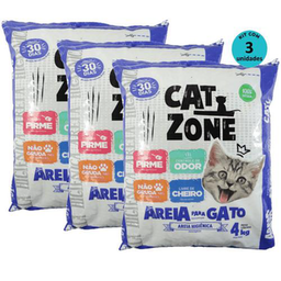 Imagem do produto Areia Higiênica Sanitária Para Gatos Cat Zone 4Kg Controle De Odor Kit C/ 3