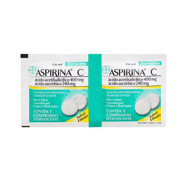 Aspirina C Efervescente - 2 Comprimidos Sabor Limão