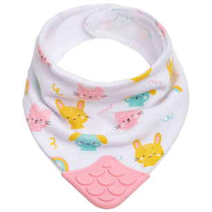 Babador Bandana Bebê Impermeável Mordedor Friends Rosa Buba