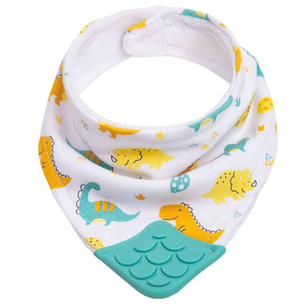 Babador Bandana P/ Bebê Impermeável Mordedor Dinos Azul Buba