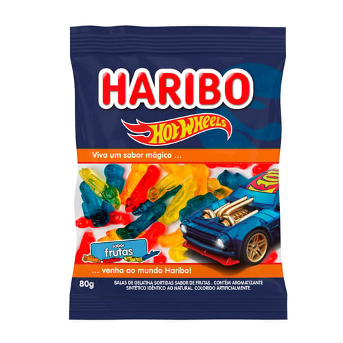 Bala Haribo Gelatinas Hot Wheels Frutas 80G