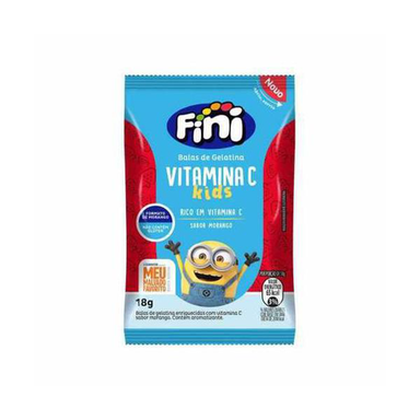 Balas De Gelatina Fini Kids Vitamina C Morango 18G