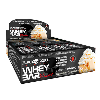 Barra De Proteína Gourmet C/ Colostro Display C/ 12 Display C/12 Whey Bar Gourmet Ganache De Choc Branco 45G