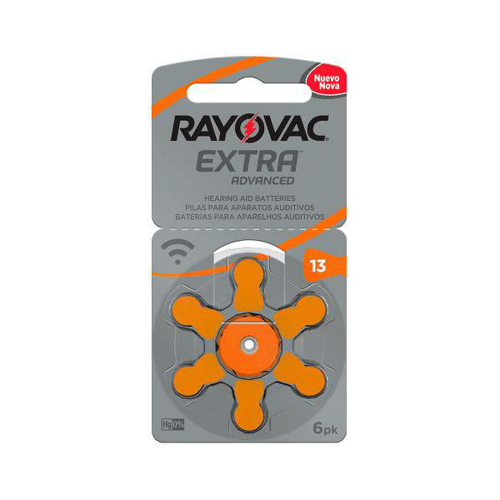 Pilha para aparelhos auditivos rayovac extra advanced tamanho 13, 6 unidades