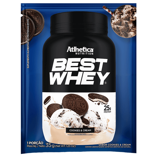 Best Whey Atlhetica Nutrition Sabor Cookies & Cream Sachê Com 35G