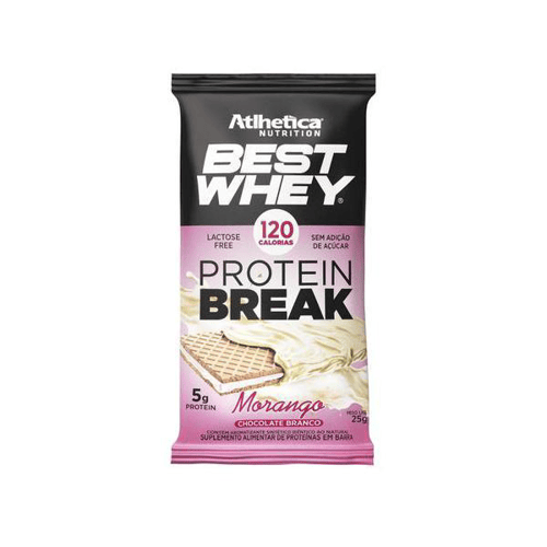 Imagem do produto Best Whey Protein Break Atlhetica Nutrition Sabor Morango Com Cobertura Chocolate Branco 25G