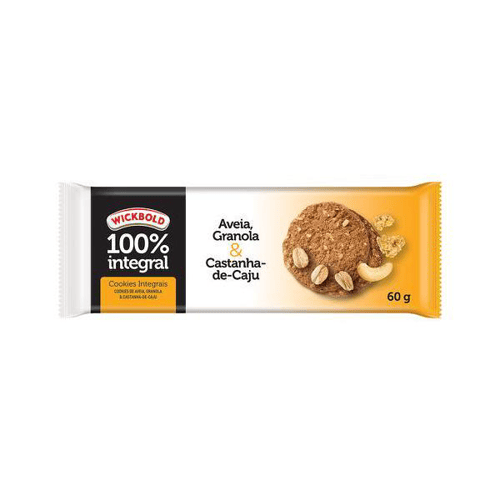 Biscoito Cookie Integral Aveia, Granola & Castanhadecaju Wickbold Pacote 60G 6 Unidades