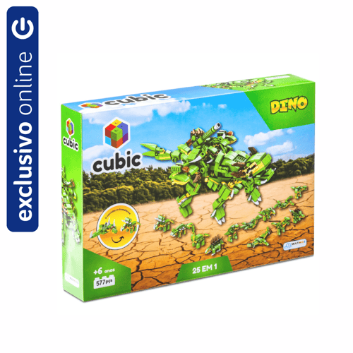 Imagem do produto Blocos De Montar Cubic 25 Em 1 Dinossauro 577 Peças Multikids