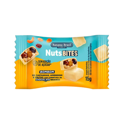 Bombom Banana Brasil Nuts Bites 15Gr Frutas E Chocolate Branco