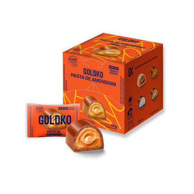 Caixa De Bombom Pasta Amendoim Zero 18 Unidades Goldko