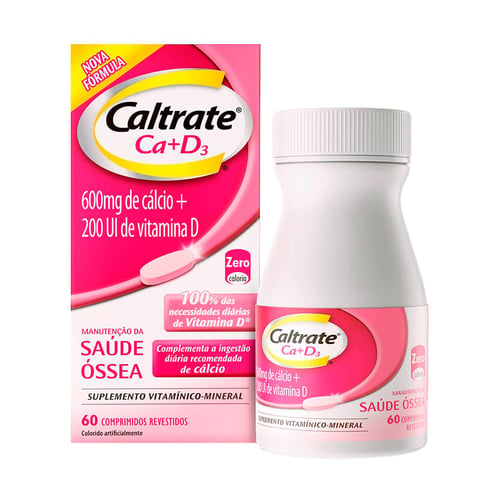 Cálcio 600Mg + Vitamina D 200Ui Caltrate Ca+D3 60 Comprimidos