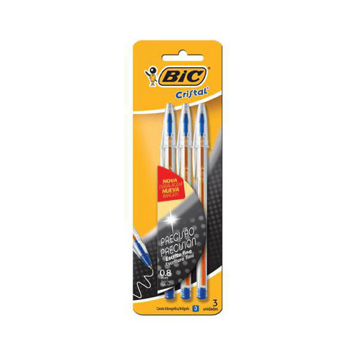 Imagem do produto Caneta Bic Esferográfica Caneta Bic Cristal Fina Azul Preto Vermelho