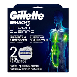 carga gillette mach 3 corpo 2 unidades 2 unidades