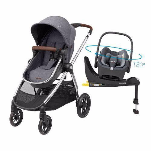 Carrinho Com Bebê Conforto Travel System Anna Luxe Trio Isofix Maxicosi Twillic Grey