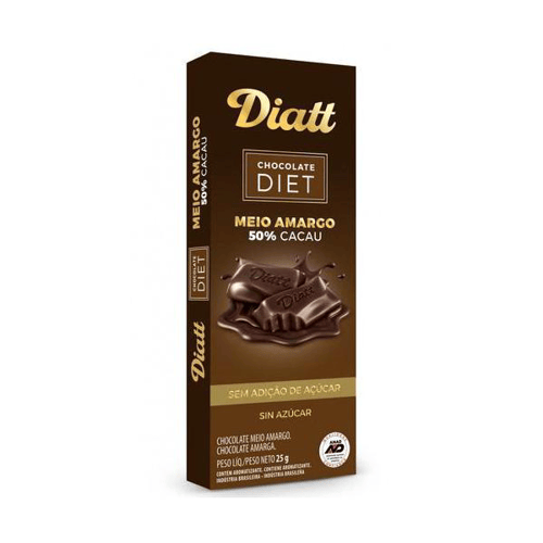 Chocolate Meio Amargo Diatt 50% Cacau Diet 25G