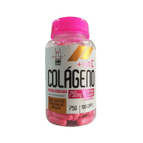 Colágeno 750Mg Com Vitamina C Com 100 Cápsulas Health Labs