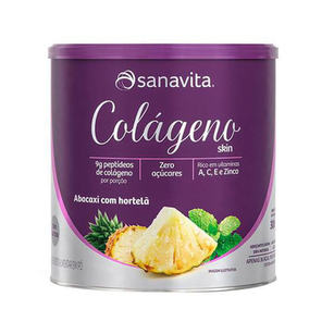 Colágeno Skin Zero Lactose Sabor Abacaxi C/ Hortelã 300G Sanavita