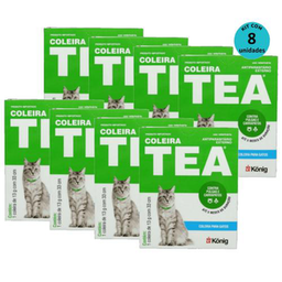 Coleira Tea Contra Pulgas E Carrapatos P/ Gatos König 13G 33Cm Kit 8 Unidades