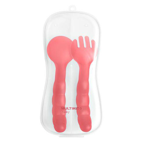 Imagem do produto Colher E Garfo Com Estojo Higiênico Funny Meal 6+M Rosa Multikids Baby Bb1131