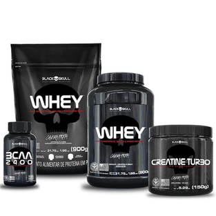 Combo Whey 2X + Bcaa + Creatina Black Skull